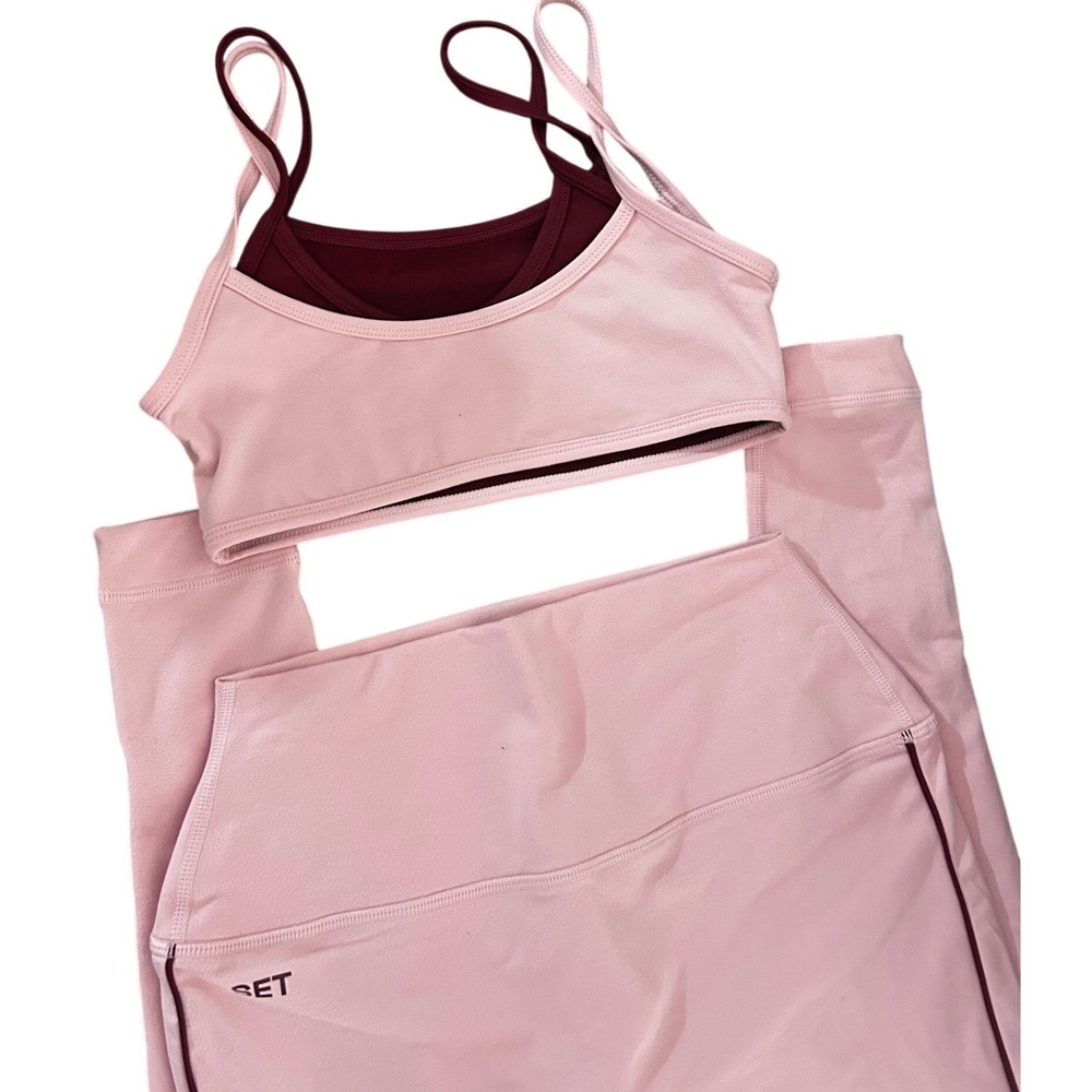 SET Active FormCloud Leggings and Bra Set XS/S Pink Layered Design - Picture 2 of 7